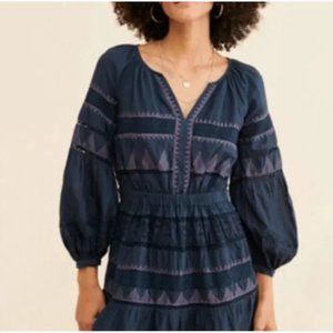 Navy Embroidered Mini Dress | Anthropologie | Size L